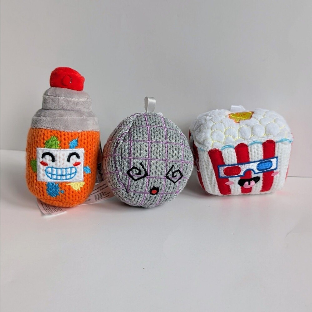 Lot of 3 Ami Amis Disco Danny Kyro Bud The Popcorn Crochet Plushies 4" Jakks